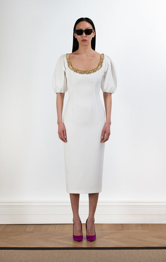 DALLAS Krep Midi Elbise