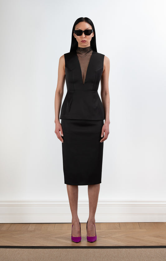 TATE Mesh Detail Satin Top