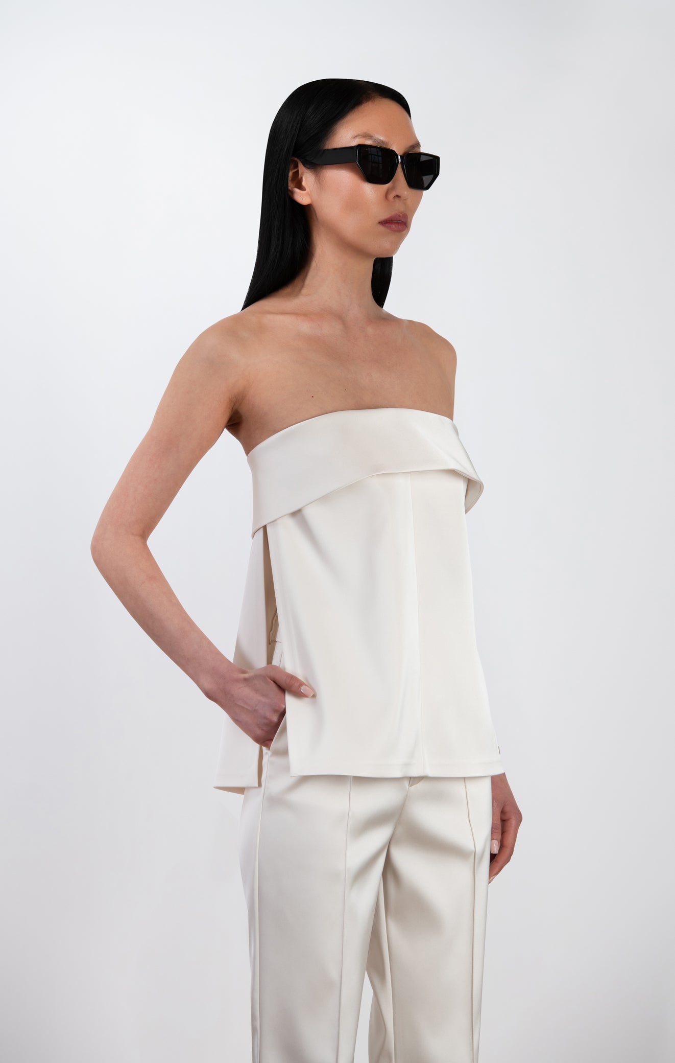 TYLER Satin Strapless Top