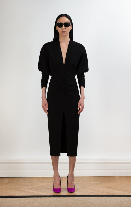 DOROTHY Crepe Long Sleeve Midi Dress