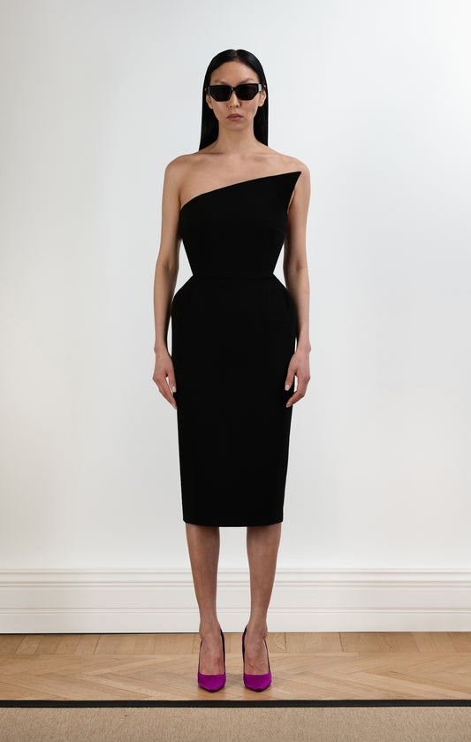 DOA Crepe Strapless Midi Dress