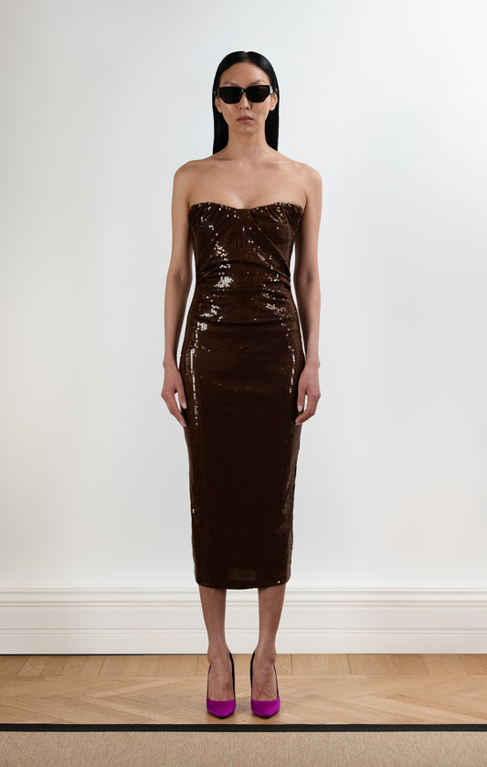 DIZZY Payetli Straplez Elbise