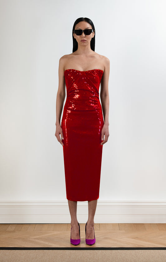 DIZZY Payetli Straplez Elbise