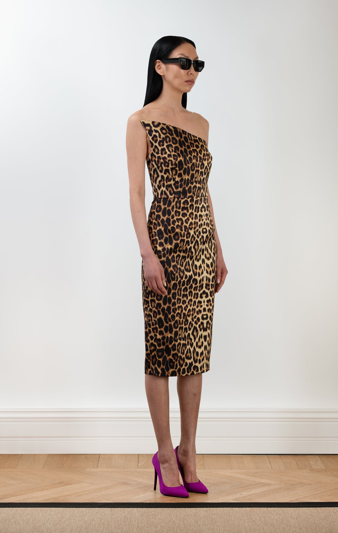 Saten Straplez Midi Elbise