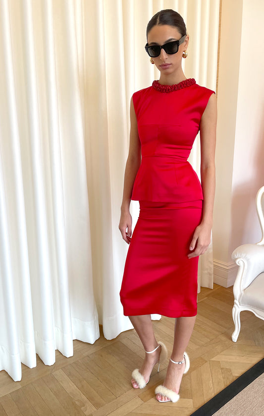 DERIN Satin Midi Dress